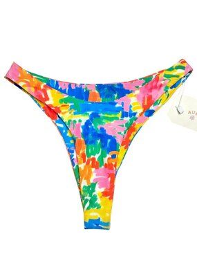NWT AURELLE HENRI VIBRANT BIKINI BOTTOM SURFER GIRL RESORT GLAM SWIM VACATION S